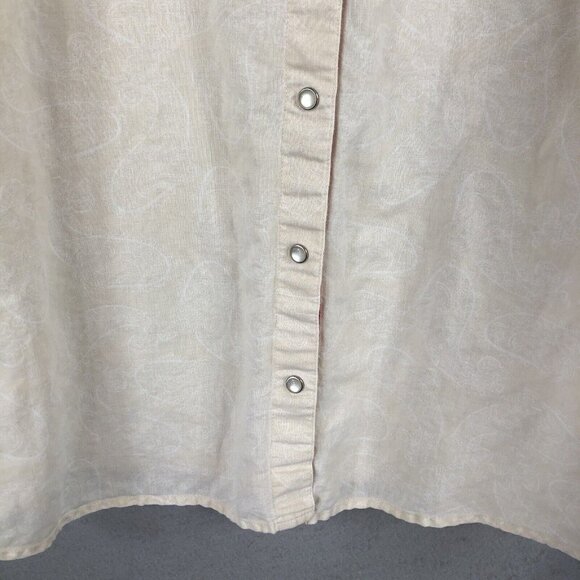 Wrangler Blues Top Womens Large Yellow Running Horses Pearl Snaps Cowboy Core - Picture 12 of 16